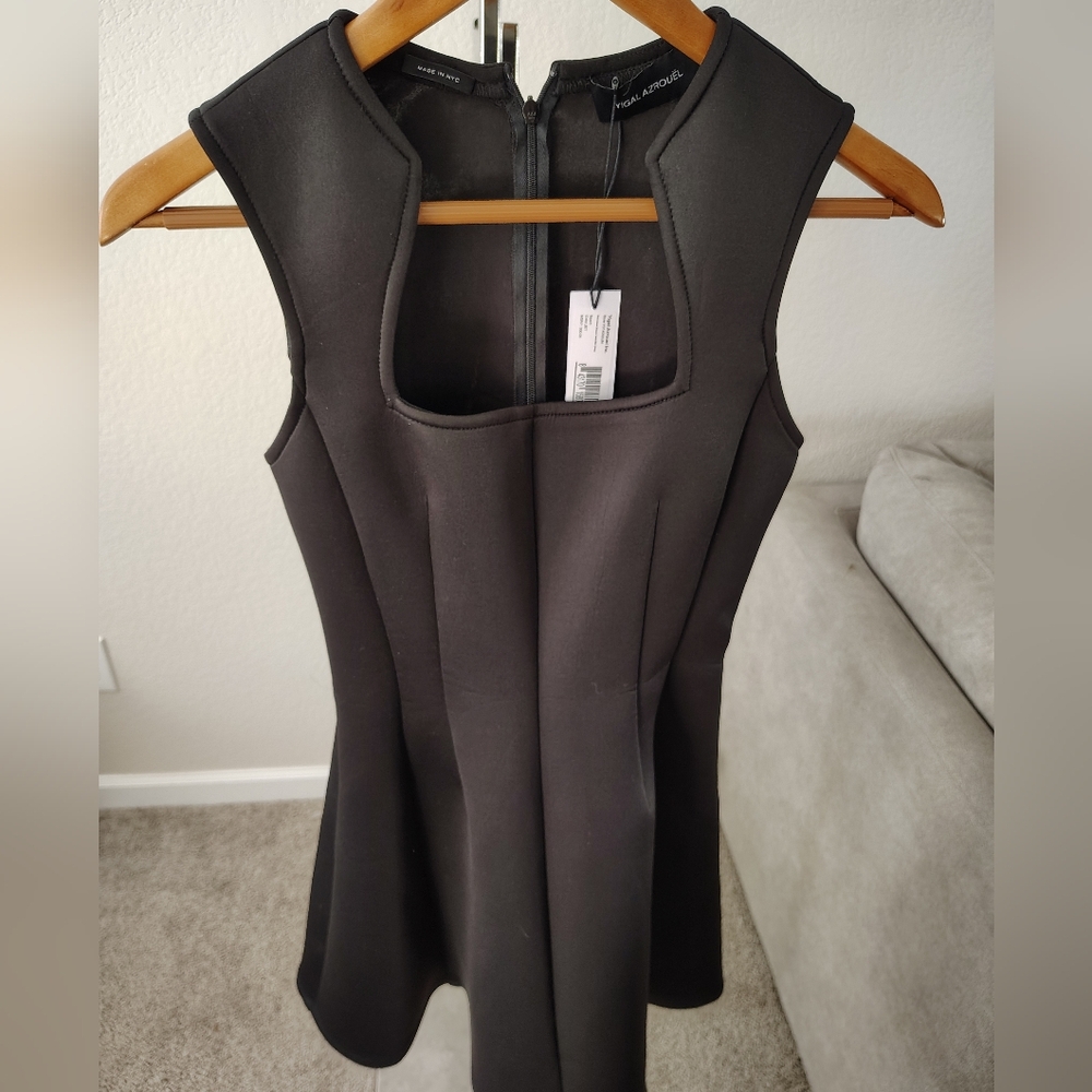 Nwt Yigal Azrouel Square Neck Scuba Black Dress Womens Size 6 S M